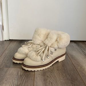 White Fluffy Franco Sarto boots